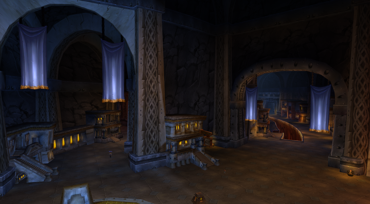 A view of Ironforge's common area from the Mystic Ward