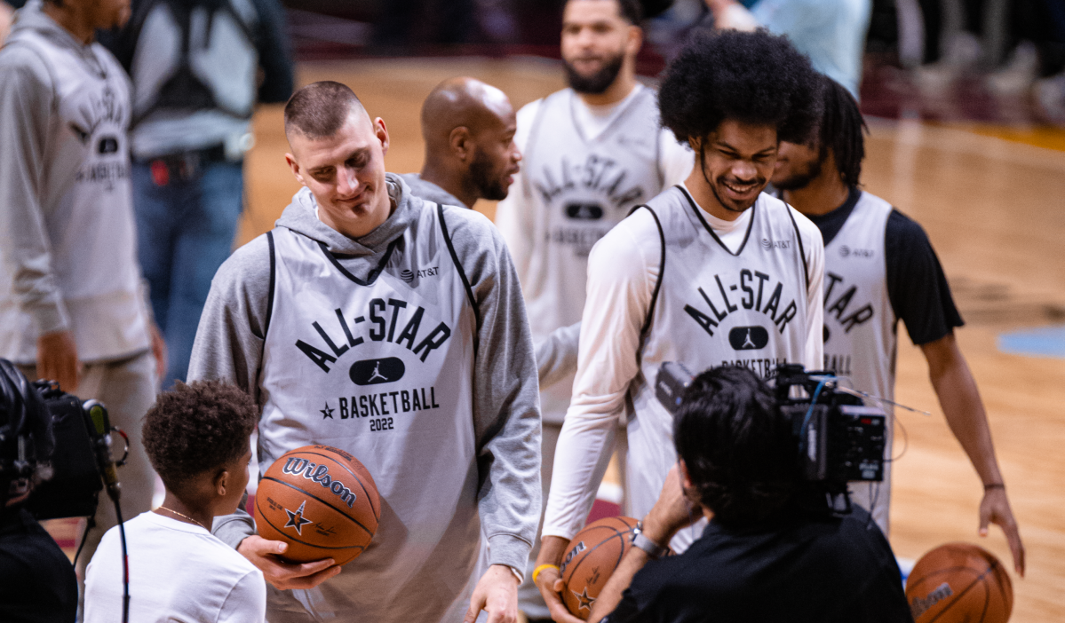 Nikola Jokic and Jarrett Allen at the 2022 NBA All-Star Game